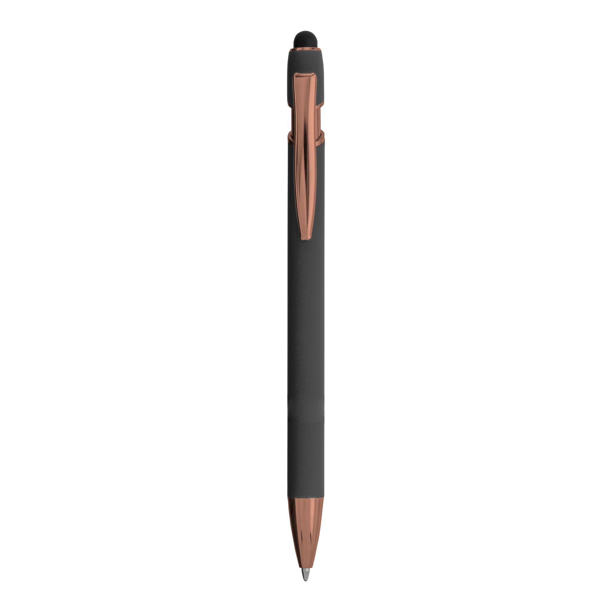 Penna a scatto in alluminio gommato con gommino per touch screen Penna a scatto in alluminio gommato con gommino per touch screen