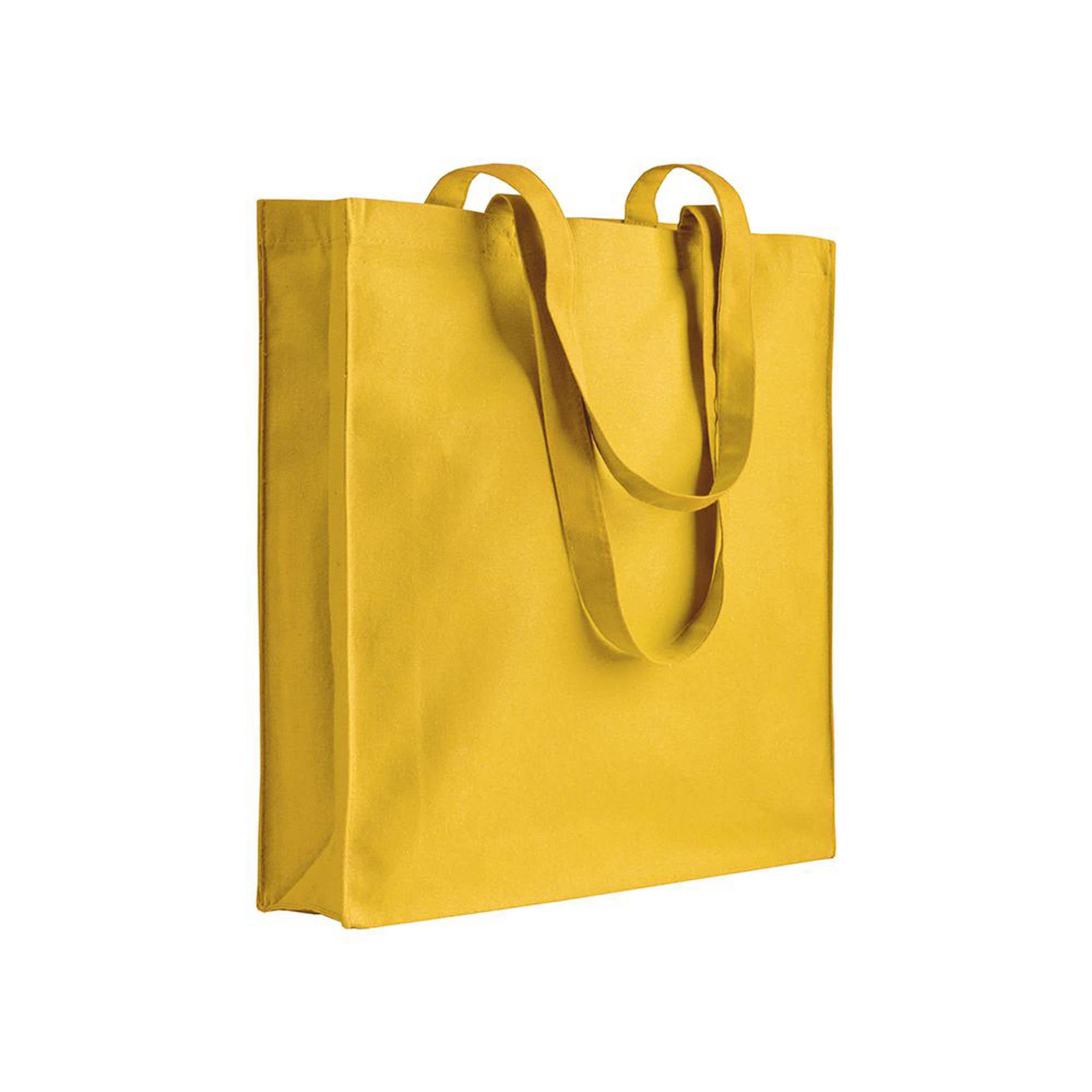 Shopper con soffietto in canvas 280 g/m2, manici lunghi Shopper con soffietto in canvas 280 g/m2, manici lunghi