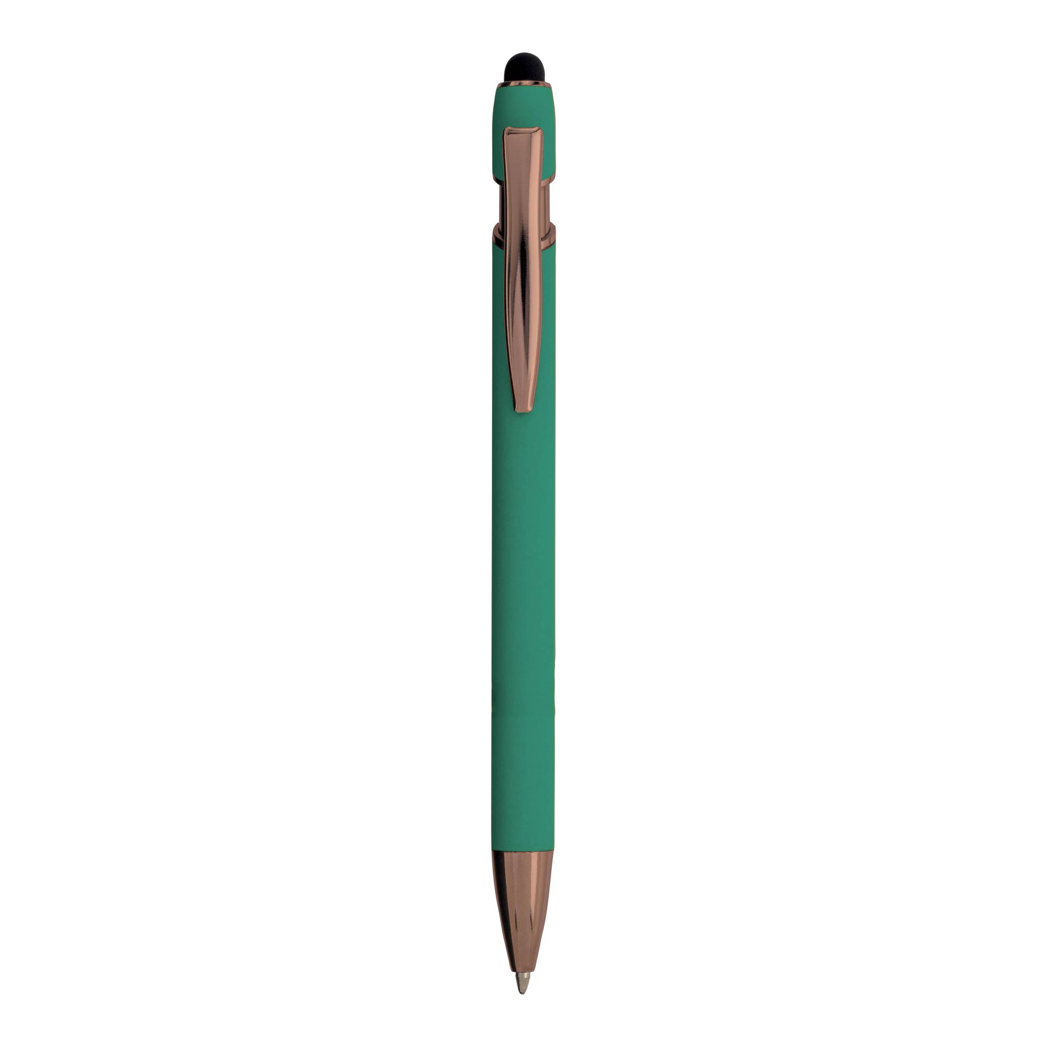 Penna a scatto in alluminio gommato con gommino per touch screen Penna a scatto in alluminio gommato con gommino per touch screen